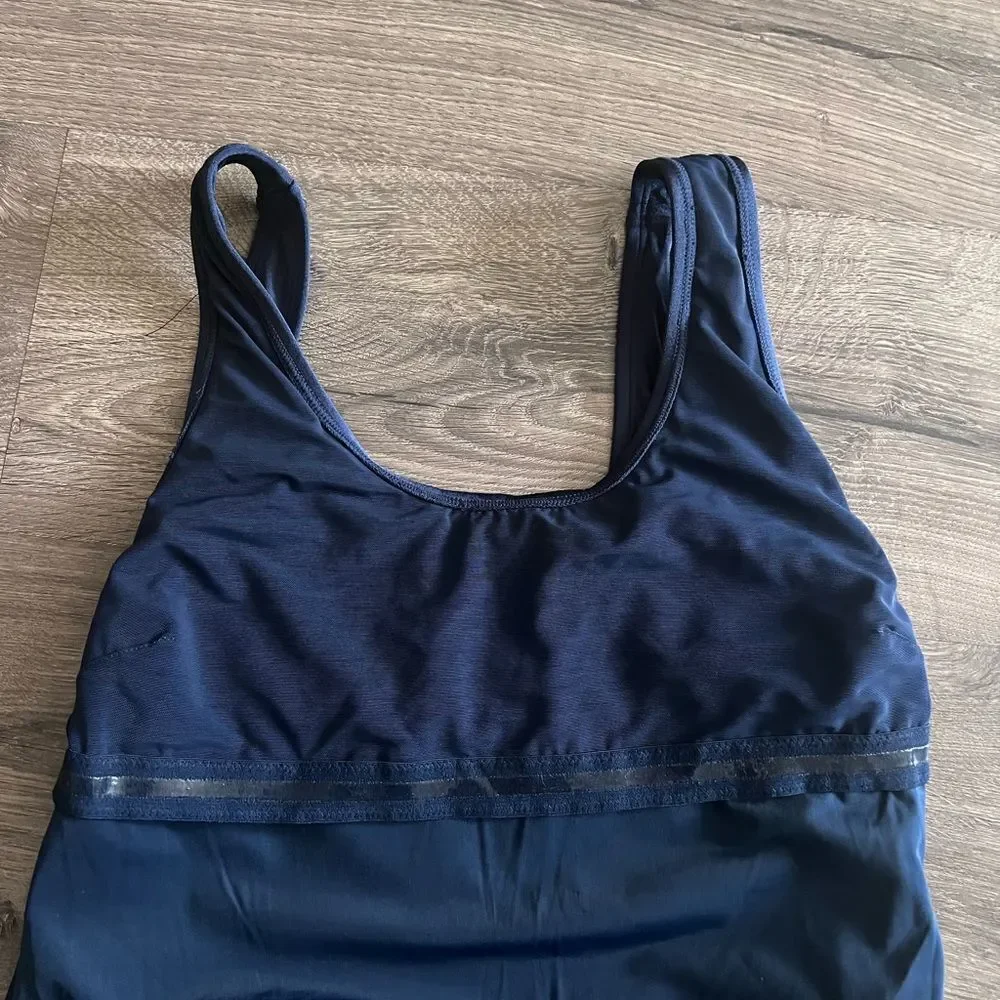 Wolf & Whistle Navy Belted Plunge Swimsuit Curve size 14